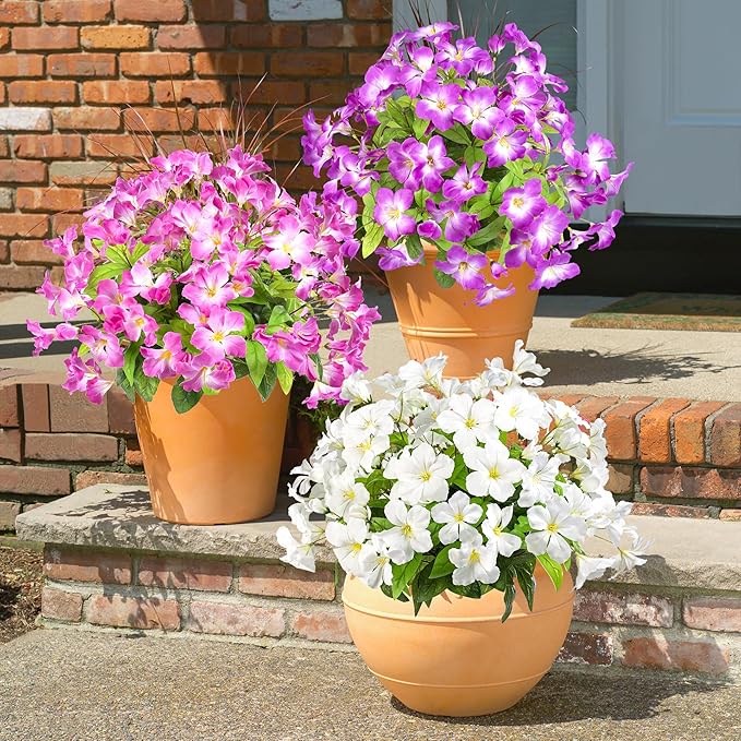 Fake Plants 15.7" Plastic Flowers for Outdoors Artificial Azalea Flowers Fake Flowers Artificial Plants Outdoor Spring Flowers Artificial for Decoration Fake Plants for Outside (Purple 4Pcs