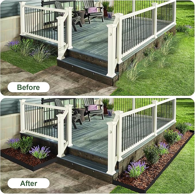 4 in Tall Landscape Edging, 100FT Plastic Garden Border Edging with 120 Anchoring Spikes, Landscape Edging Kit for Garden, Flower Beds and Lawn (Black, 4In x 100FT)