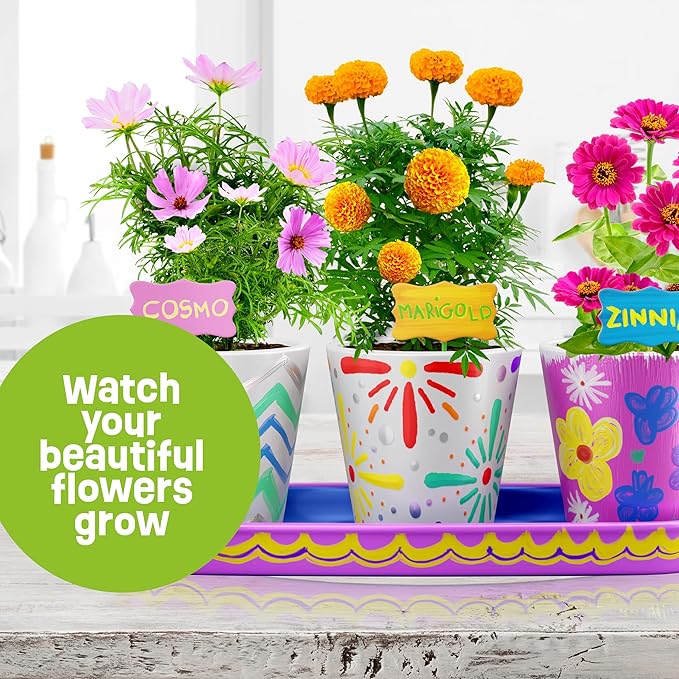 Dan&Darci Paint & Plant Stoneware Flower Gardening Kit - Gifts for Girls & Boys Ages 6-12 - Kids Arts & Crafts Project Birthday Gift, STEM Activity for Age 6, 7, 8, 9, 10, 11 & 12 Year Old Girl (2)