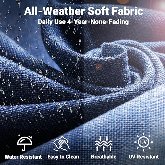 ovios 2 Pieces Patio Furniture Set, Outdoor Wicker Chairs of 2, All Weather High Back Rattan Chairs 2-Seater with Comfy Cushions for Porch Deck, Denim Blue