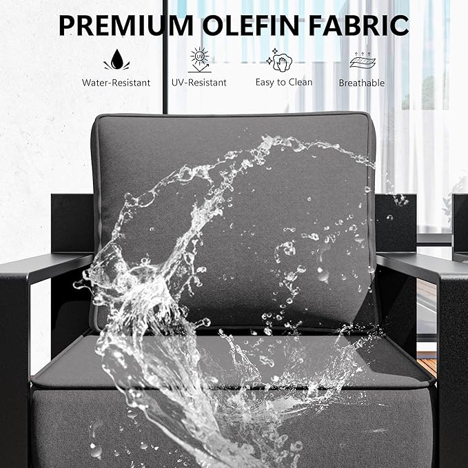 Aluminum Outdoor Swivel Rocker Patio Chairs Set of 2, All-Weather Metal Outdoor Chair with 6 Inch Thick Cushions, Deep Setting for Garden, Outside and Porch