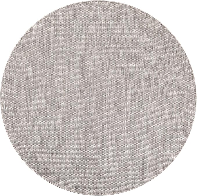 Unique Loom Outdoor Solid Collection Area Rug (5' 3" Round Beige/Ivory)