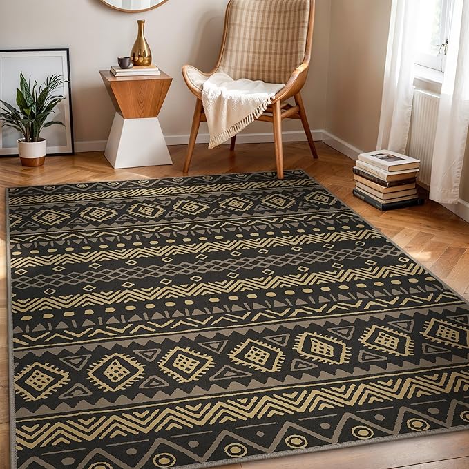 GENIMO Outdoor Rug for Patio Clearance, 8'x10' Reversible Plastic Straw Rugs, Lightweight Waterproof RV Camping Mat for Camper, Balcony, Deck, Backyard, Picnic, Mix-BlackBrown