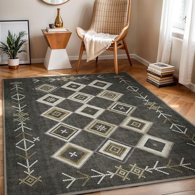 GENIMO Outdoor Rug for Patio Clearance, 8'x10' Reversible Plastic Straw Rugs, Lightweight Waterproof RV Camping Mat for Camper, Balcony, Deck, Backyard, Picnic, BlackBrown