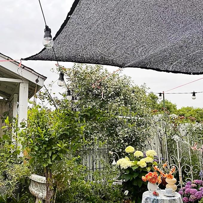 winemana 50% Black Shade Cloth, 6.6 x 6.6 FT Durable Mesh Tarp with Grommets, Garden Sunblock Shade Cloth Shading Antifreezing for Plants Cover, Greenhouse, Barns Kennel, Patio, Tomatoes