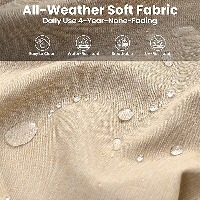 ovios 10 Pieces Patio Furniture Set, Outdoor Wicker Sofa Couch with Swivel Chairs 54" Fire Pit Table, All Weather High Back Modern Conversation Sets, Brown Rattan, Beige