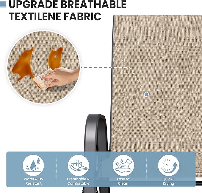 Patio Table and Chairs Set - 3 Piece Outdoor Stackable Dinging Chairs for All Weather,Breathable Garden Furniture for Deck Garden Backyard (Brown)