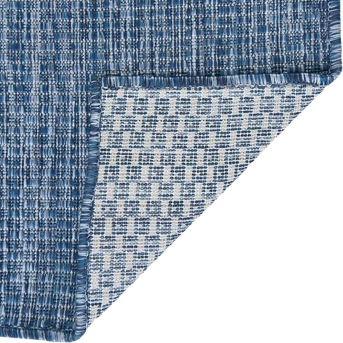 Unique Loom Collection Casual Transitional Solid Heathered Indoor/Outdoor Flatweave Area Rug (3' 3" x 5' 3" Rectangle, Blue/Navy Blue)