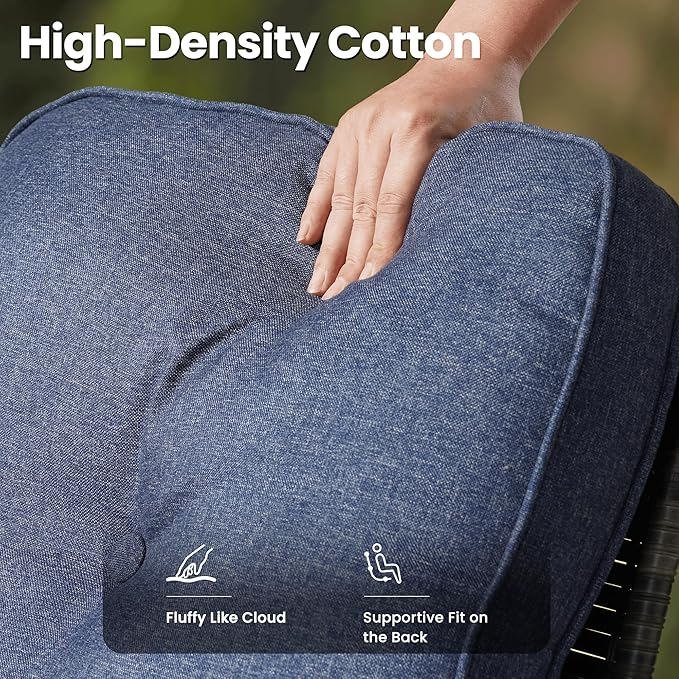 ovios 5 Pieces Patio Furniture Set, Outdoor Wicker Sofa with Swivel Chairs, Coffee Table, All Weather High Back Rattan Loveseat Couch with Comfy Cushions, Denim Blue