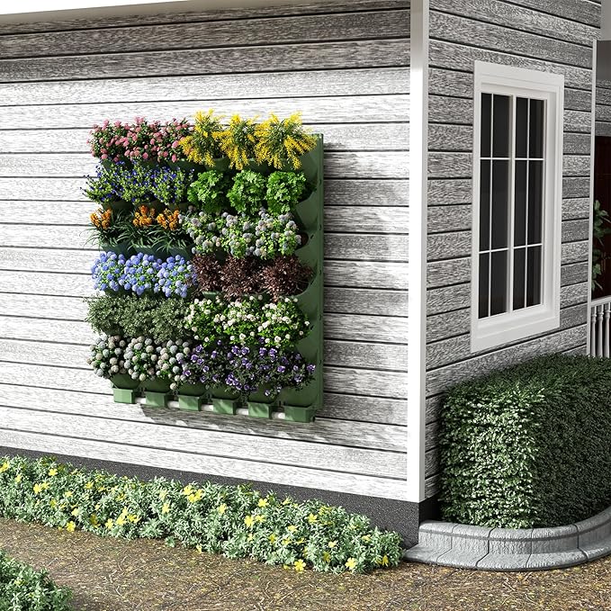 Self Watering Wall Planter with 36 Pots, Vertical Garden Planter for Indoor Plants, Wall Mounted planters Hanging Flower Herbs Vegetables, Wall Garden for Home (Black)