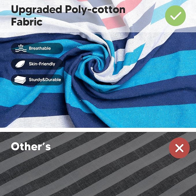 SUNCREAT Hammocks for Outside, Portable Heavy Duty Tree Hammock, Ocean Stripes