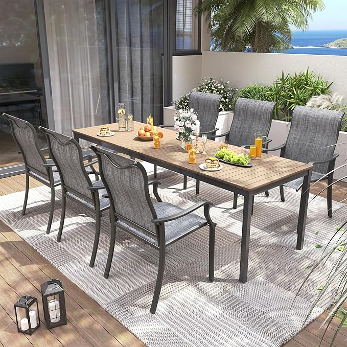 UDPATIO Patio Dining Chairs Set of 6, High Back Wide Seat Outdoor Furniture Chairs with All Weather Breathable Textilene, for Lawn Garden Backyard, Dark Grey