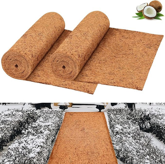 Riare 2 Pack 16 × 80 Inch No-Slip Ice and Snow Carpet Mats- Waterproof Outdoor Coconut Fiber Carpet Anti-Slip Coir Runner for Walkways, Front Door, Stairs, Porch Safe & Stable Walking