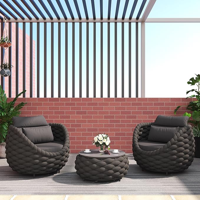 TWT 6-Piece Patio Furniture Set, Modern Outdoor Conversation Set Aluminum Sectional Sofa with Water Repellent Thick Cushions and Coffee Tables, Dark Grey