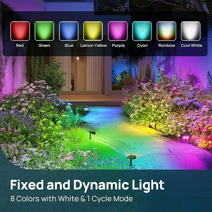 Linkind RGB Halloween Solar Lights Outdoor Waterproof IP67 StarRay Color Changing Spot Lights Outdoor for Yard Garden Pathway Holiday Christmas Decorations (Multicolor, 4 Pack)