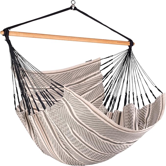 LA SIESTA® - XL King Habana Cotton Hammock Chair & CasaMount - Hanging Chair w/Suspension Kit for Walls Ceilings & Square Beams - Indoor Outdoor Swing Hanging Chair Bedroom Patio Balcony - Zebra