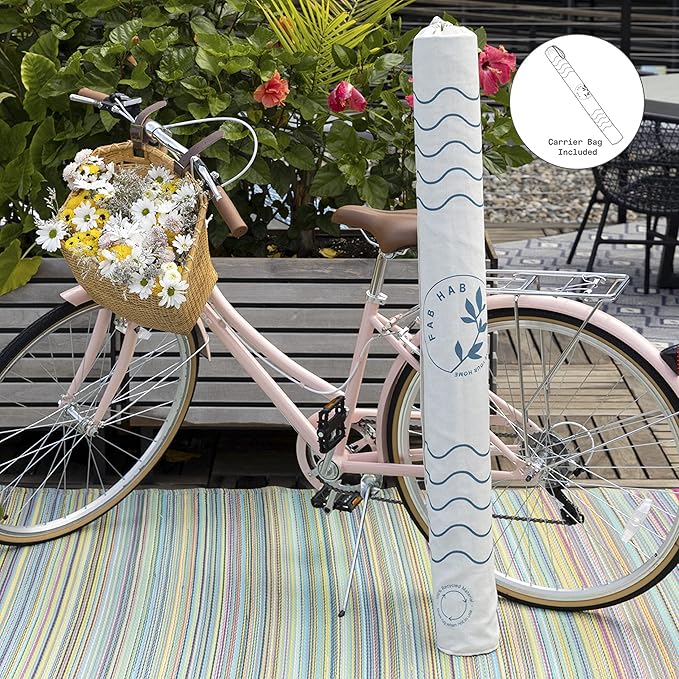 Fab Habitat Outdoor Rug - Waterproof, Fade Resistant, Crease-Free - Premium Recycled Plastic - Striped - Patio, Deck, Porch, Balcony, Laundry Room - Cancun - Candy - 4 x 6 ft