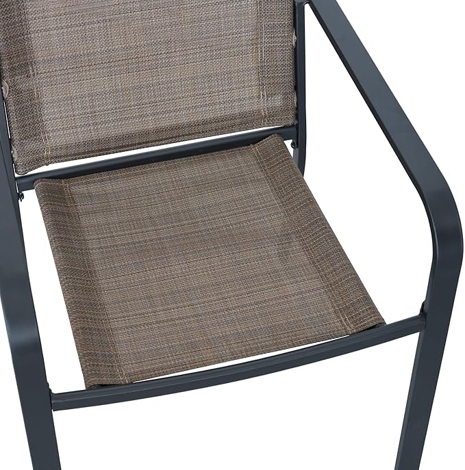 7-Piece Patio Dining Set, 48-Inch Round Dining Table with 6 Stackable Chairs, All-Weather Brown Tan