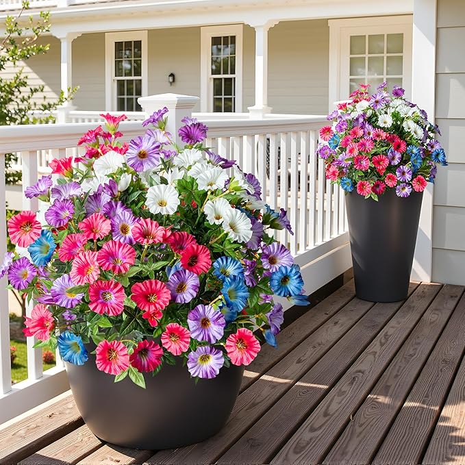 UV Resistant Artificial Petunias 8PCS Fake Flowers Artificial Flowers for Outdoors Silk Flowers Fake Hanging Basket Plants Suitable for Outdoor Porch Decor patio Decor,13.3In,Mixed full color