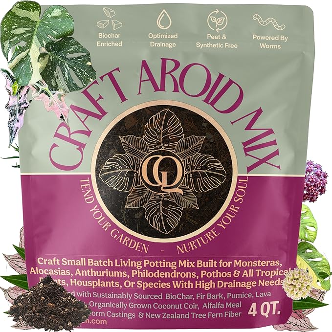 Craft Aroid Potting Mix- Elite Alocasia, Philodendron, Monstera Soil Mix, Chunky, Well Draining Potting Soil for Indoor Plants, All Tropical Plants & Houseplants, Synthetic & Peat Free 4QT