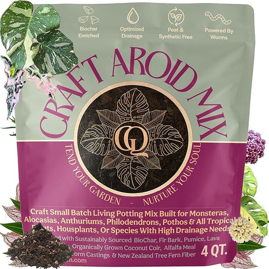 Craft Aroid Potting Mix- Elite Alocasia, Philodendron, Monstera Soil Mix, Chunky, Well Draining Potting Soil for Indoor Plants, All Tropical Plants & Houseplants, Synthetic & Peat Free 4QT
