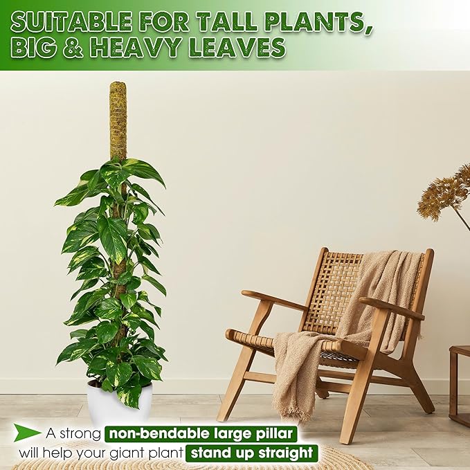 DUSPRO 59 Inches Non-Bendable Pole for Big Climbing Plants, Large Moss Pole for Monstera, Indoor Plant Stakes, Support (1pc., 59'')