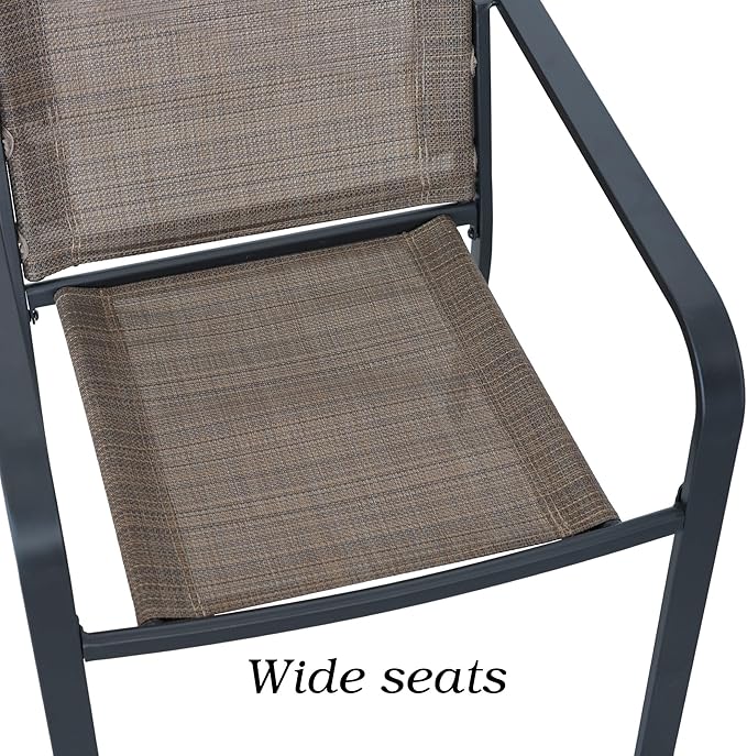 Patio Dining Chairs Set of 2 with Textilene mesh Fabric, Outdoor Space Saving Lawn Chairs for Porch Garden Backyard Poolside Sling Chairs,Brown