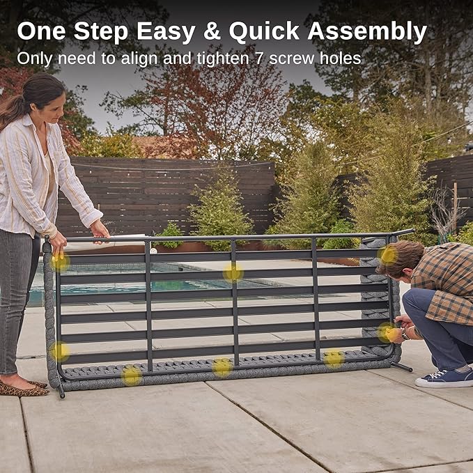 EAST OAK Patio Sofa 3-Seater, Outdoor All-Weather Couch with 6.7" Thick Washable Cushions, Heavy-Duty Steel Frame, Modern Garden/Porch/Backyard Furniture, Grey