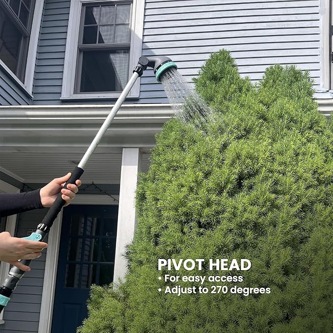 36 Inch Water Hose Wand Featuring 9 Spray Patterns and 180° Pivot Head 600004 with Comfort Grip and Lever Control by New England Garden Tools for Cleaning, Watering Plants & Yards, Washing Cars & Pets