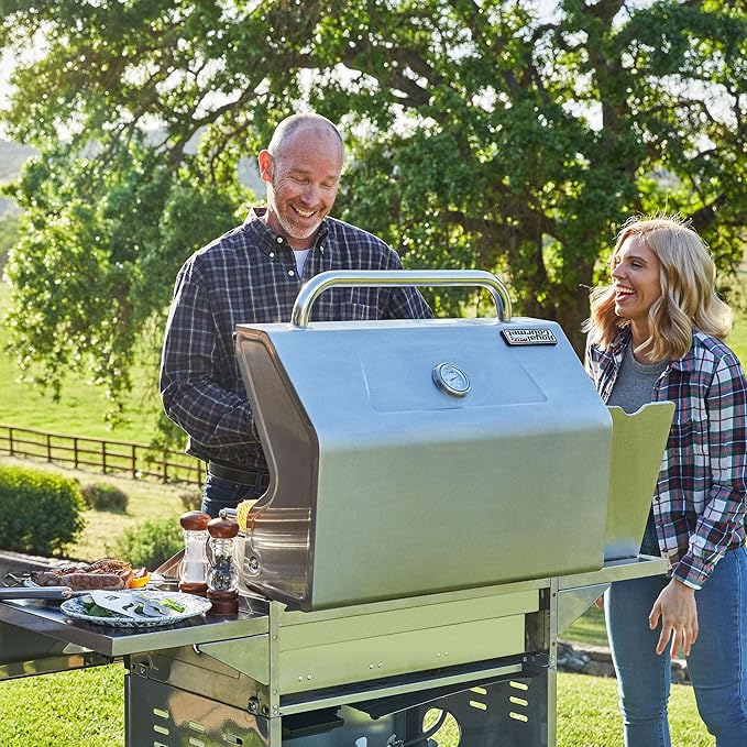 Royal Gourmet GA4402S 4 Burner Propane Gas Grill with Side Burner & Warming Rack, Stainless Steel Gas Grill with 54,000 BTUs Output for Barbecue Grilling & Backyard Cooking, Silver