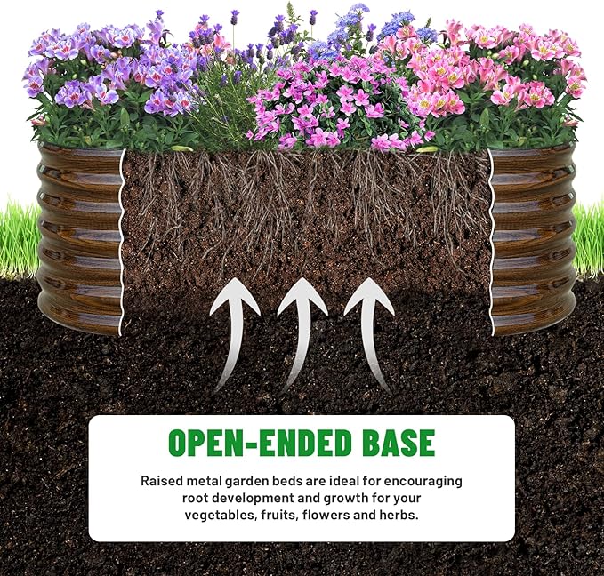 SnugNiture Galvanized Steel Raised Garden Bed, 6x2x2 ft, Outdoor Oval Deep Root Planter Box for Growing Vegetables, Flowers and Fruits