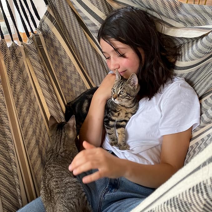 LA SIESTA - XL King Habana Cotton Hammock & Romano Steel Stand - Indoor Outdoor Hanging Chair Swing for Bedroom Porch Balcony - Boho Zebra