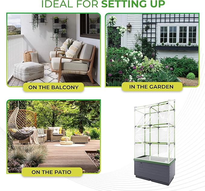 Bio Green Cover for Raised Garden Bed City Jungle & Heidelberg | Transparent Design | Incl. 2 Zippers | Protection from Cool Nights | Easy to Assemble