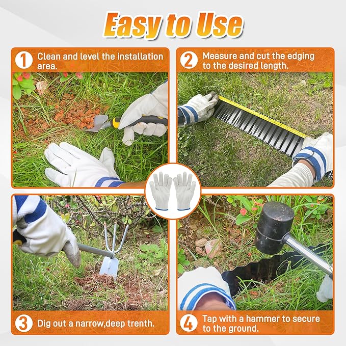 Corrugated Metal Garden Edging, 8"×50Ft Landscape Edging Border for DIY Lawn, Flower Bed and Garden Fence, Metal Garden Edging for Landscaping, Yard and Tree Surrounds Borders, Black