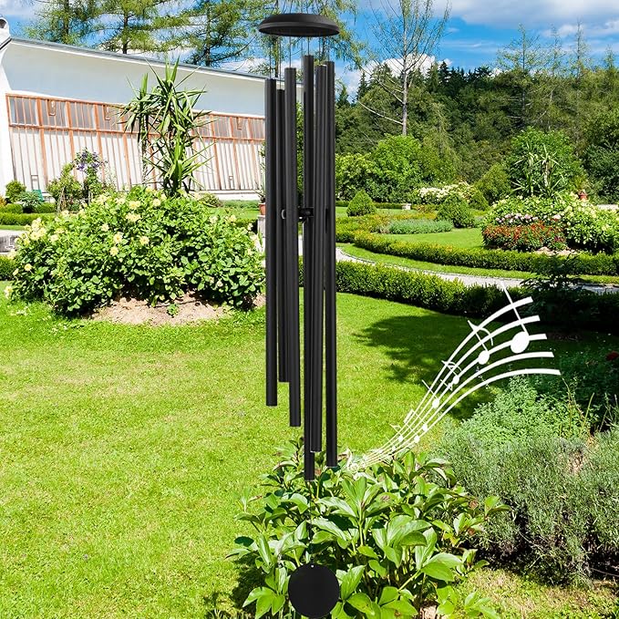 Large 50" Wind-Chimes-Outdoor-Deep-Tone, Soothing Melodic Tones Windchimes, Wind Chimes for Outside, Black Memorial Wind Chime Best Gift for Mom Women Grandma Neighbors