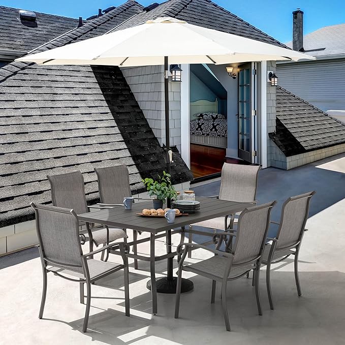 NUU GARDEN Patio Dining Chairs Set of 2, All Weather Textilene Patio Chairs,Powder-Coated Metal Frame Outdoor Patio Bistro Dining Chairs for Lawn Garden Backyard, Light Gray