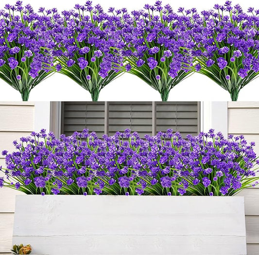 AmyHomie 20 Bundles Artificial Flowers for Outdoor Outside Spring Summer Decoration UV Resistant Faux Flowers No Fade Fake Plastic Plants Garden Porch Window Box Decorating