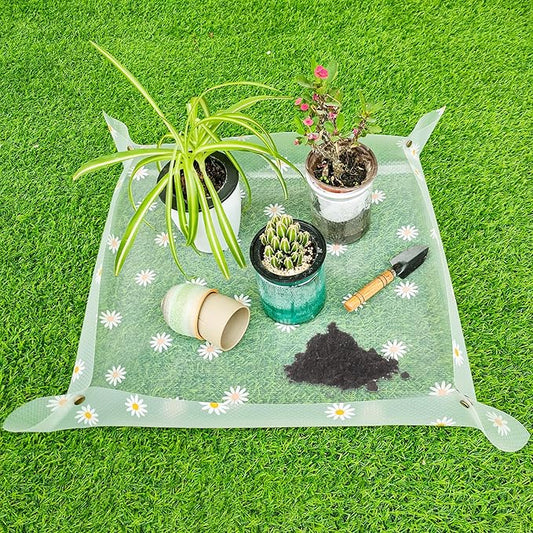 Repotting Mat for Indoor Plants Waterproof Clear Potting Mat Foldable Gardening Plant Potting Repotting Tray to Control Potting Soil Indoor Plant Garden Accessories Gifts for Plant Lovers 23.6"