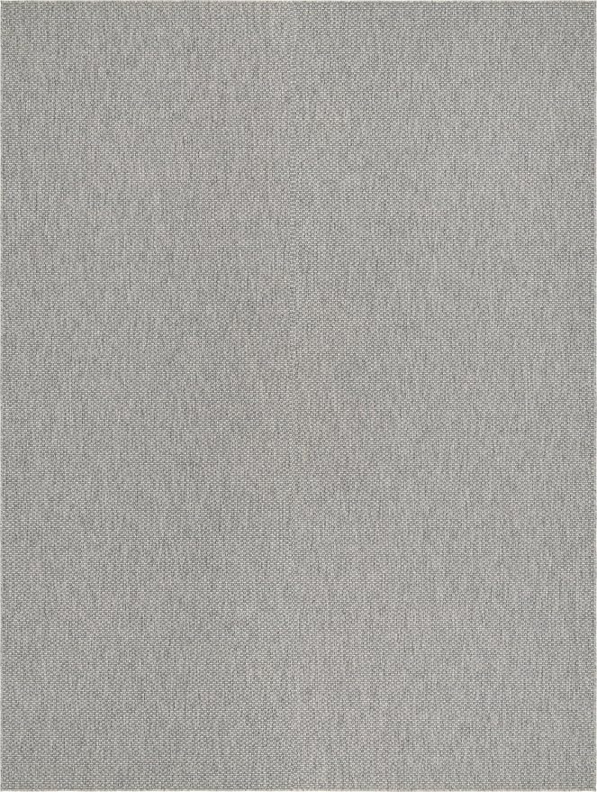 Unique Loom Collection Casual Transitional Solid Heathered Indoor/Outdoor Flatweave Area Rug (10' x 13' Rectangle, Light Gray/Ivory)
