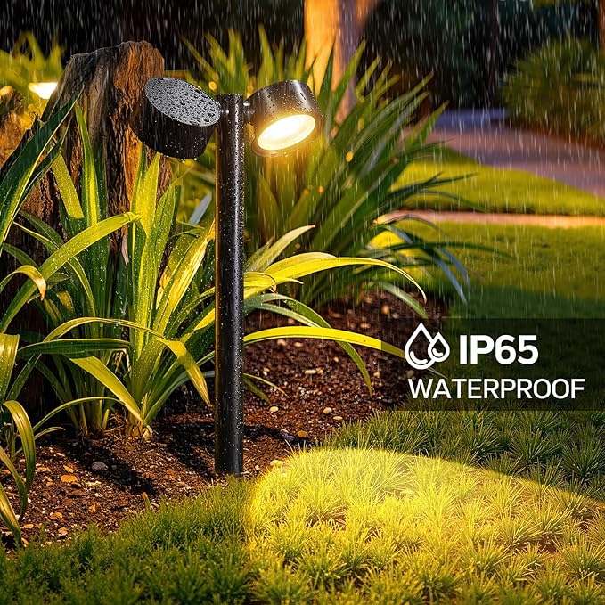 4 Pack Bright Solar Lights Outdoor, Adjustable 8-Head Pathway Light Solar Powerd, 3X Larger Lighting Area & 1200mAh, 18 LED Garden Lighting for Outside Landscape Yard Walkway Lawn Patio