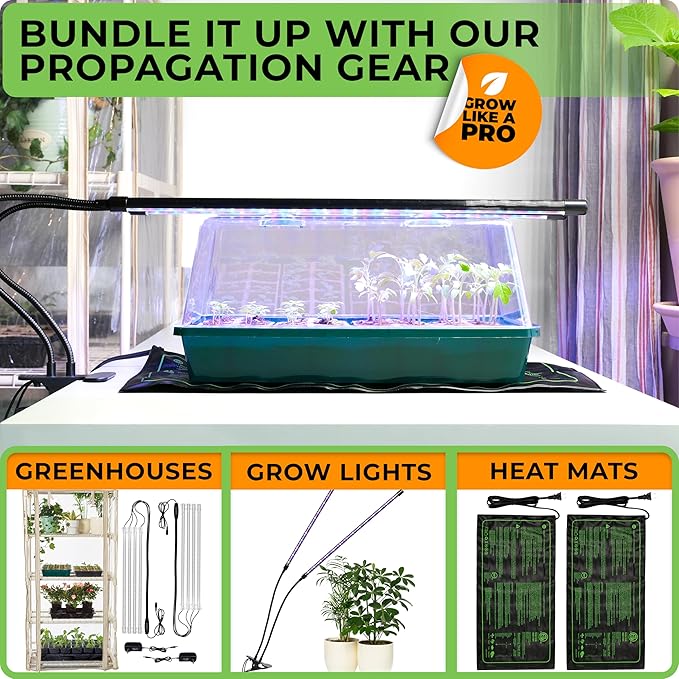 CARPATHEN Seed Starter Tray - Seed Starting Tray with Hard Plastic Humidity Dome and 48 Peat Pots for Seedlings - Plant Germination Trays Plant Starter Kit and Base Mini Greenhouse Germination Kit