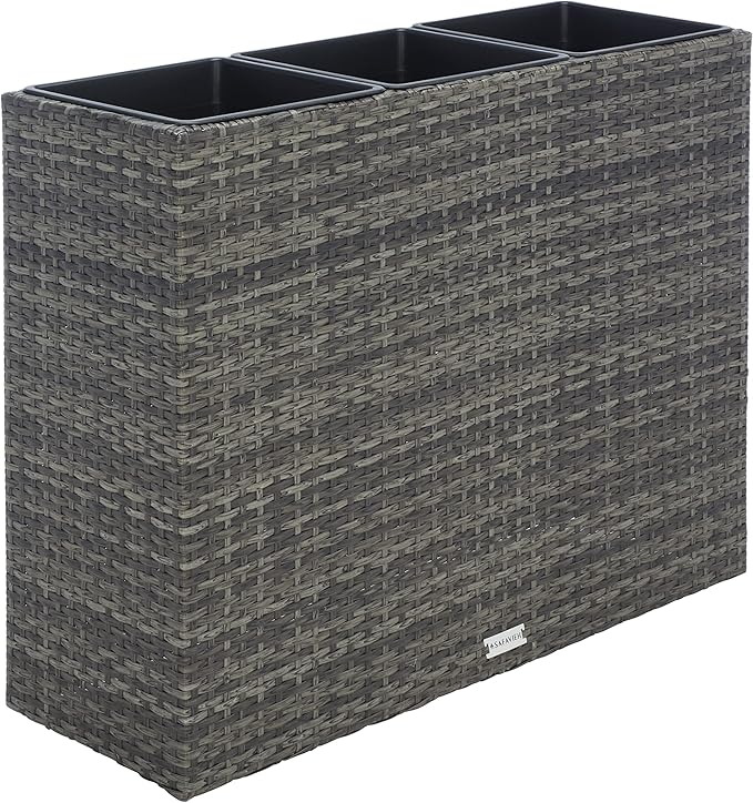 SAFAVIEH Outdoor Collection Rita Grey/Brown Woven Rectangular Flower Rack