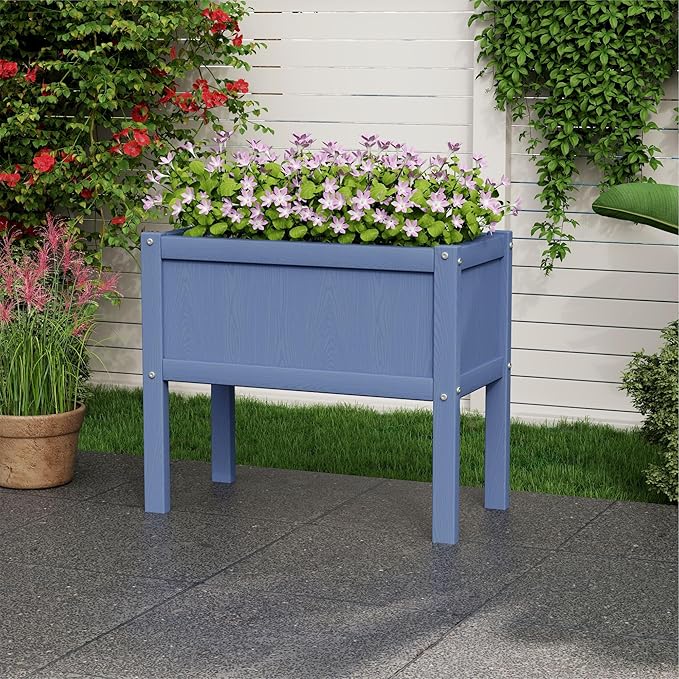 Raised Garden Bed with Drainage Hole Waterproof HDPE Elevated Planter Box with Legs Stable and Durable to Plant Herb Vegetable Flower,Patio,Balcony Outdoors/Indoors Navy