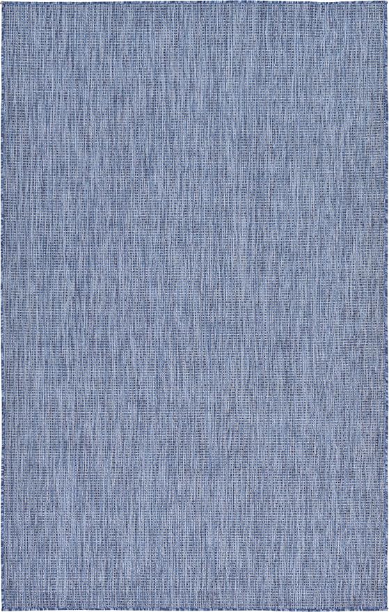 Unique Loom Collection Casual Transitional Solid Heathered Indoor/Outdoor Flatweave Area Rug (5' 3" x 8' Rectangle, Blue/Navy Blue)