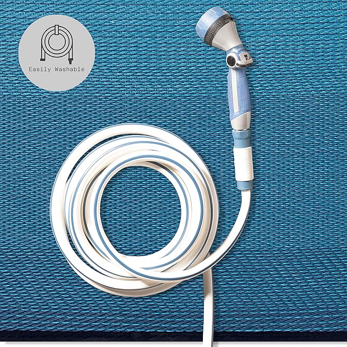 Fab Habitat Outdoor Rug - Waterproof, Fade Resistant, Crease-Free - Premium Recycled Plastic - Ombre - Large Patio, Deck, Sunroom, Camping, RV - Big Sur - Teal - 6 x 9 ft