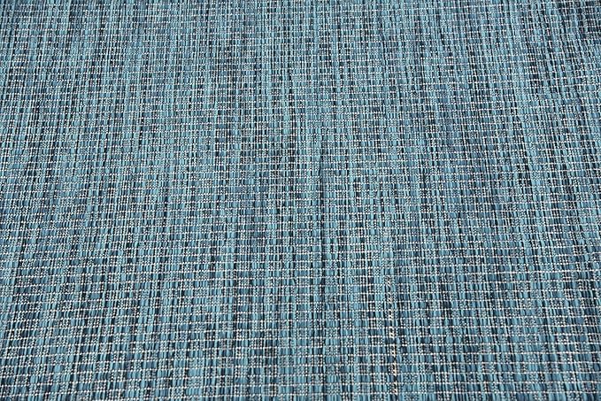 Unique Loom Collection Casual Transitional Solid Heathered Indoor/Outdoor Flatweave Area Rug (4' 1" x 6' 1" Rectangle, Teal/Navy Blue)