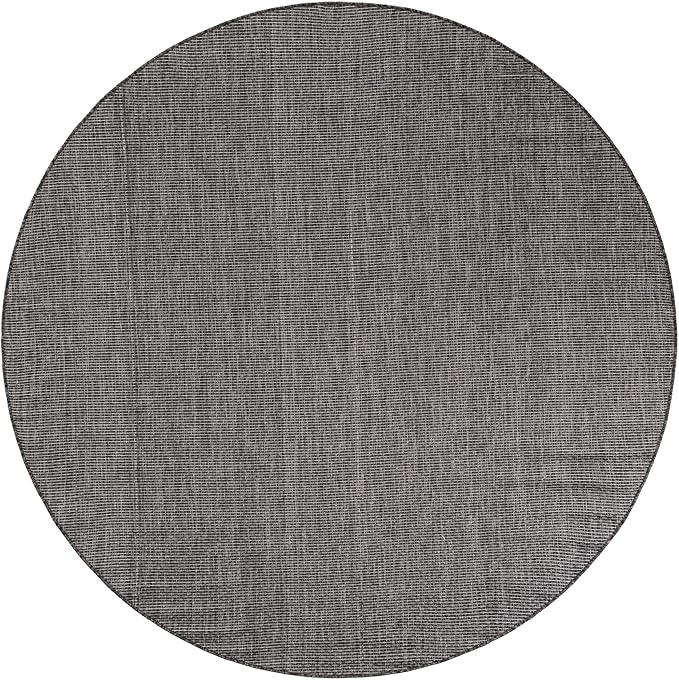 Unique Loom Outdoor Solid Collection Area Rug (7' 10" Round Black/Ivory)