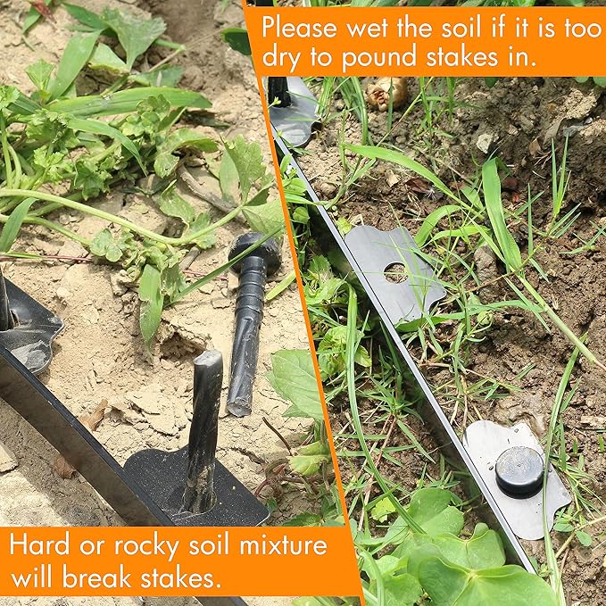 Gardzen 1.5" x 100' Landscape Edging Kit, Garden Edging Coil Comes with 120 Pcs Spikes, No Dig Lawn Border Design