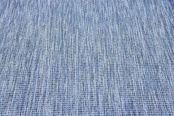 Unique Loom Collection Casual Transitional Solid Heathered Indoor/Outdoor Flatweave Area Rug (5' 3" x 8' Rectangle, Blue/Navy Blue)