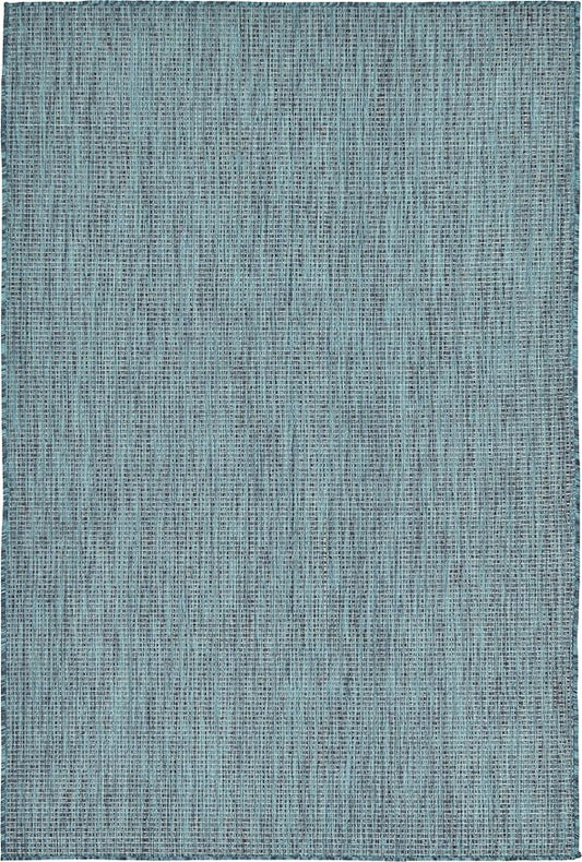 Unique Loom Collection Casual Transitional Solid Heathered Indoor/Outdoor Flatweave Area Rug (4' 1" x 6' 1" Rectangle, Teal/Navy Blue)